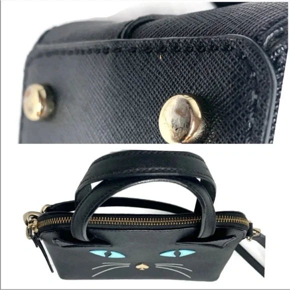 Kate Spade Small Malise Black Cat Blue Eyes Bag Halloween Theme Novelty Rare